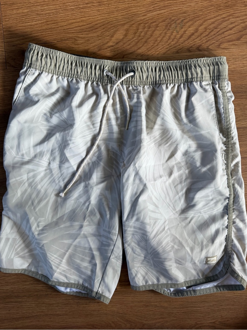 Billabong Light Gray Palm Print Swim Trunks